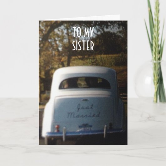 DE WEDDING AUTO "NET MARRIED" VOOR MIJN ZISTER AANKONDIGING (Voorkant)