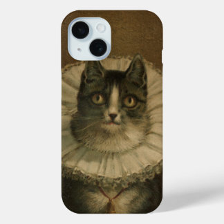 De weduwe antiek katje schilderen kitten iPhone 15 case