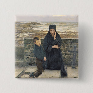 De weduwe van de Ile de Sein, 1880 Vierkante Button 5,1 Cm