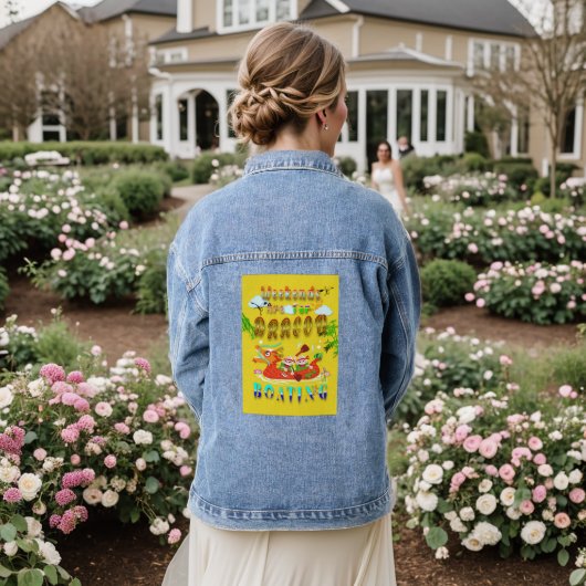 De weekenden zijn voor de drakenboot denim jacket (Huwelijk Achterkant)