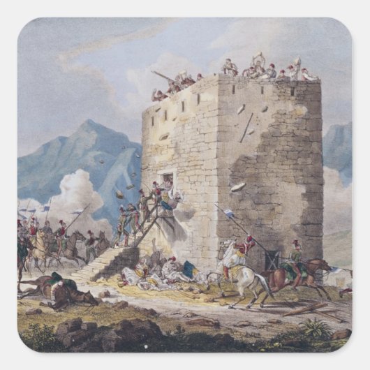 De weerstand van veertig Griekse opstandelingen Vierkante Sticker (Voorkant)