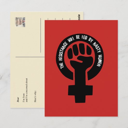 De weerstand zal worden aangestuurd door vrouwen m briefkaart (Voorkant / Achterkant)