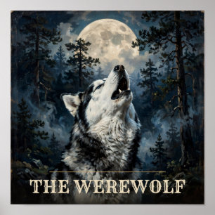 De weerwolf Husky western halloween huisdier portr Poster