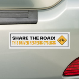 De weg delen Deze bestuurder respecteert de tekst  Bumpersticker