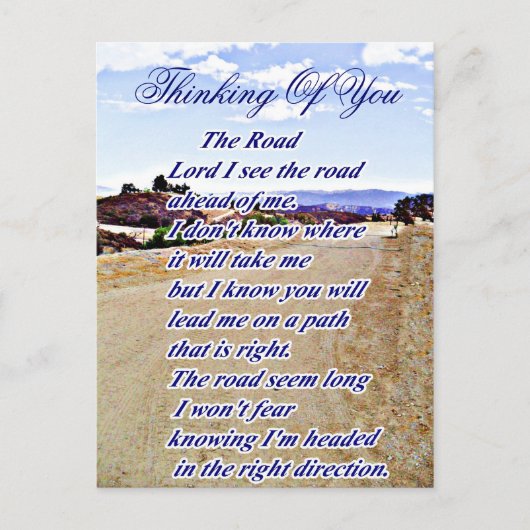 De weg, denken aan jou. briefkaart (Voorkant)
