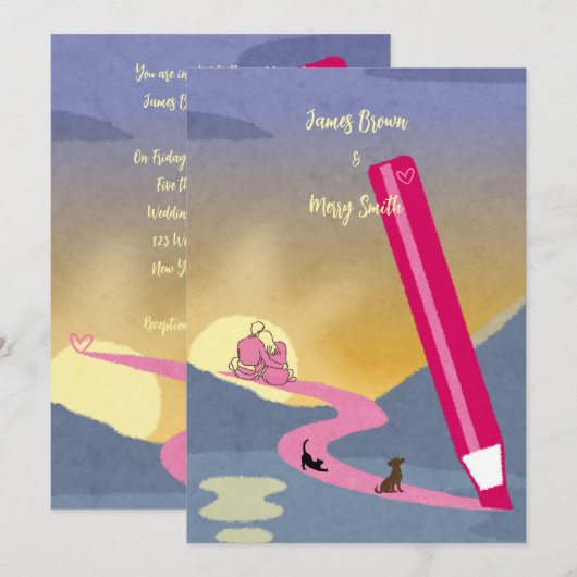 De weg die we gaan voor onze bruiloft kaart (Voorkant / Achterkant)