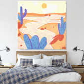 De weg door de geschilderde woestijn canvas afdruk (Insitu (Slaapkamer))