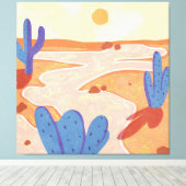 De weg door de geschilderde woestijn canvas afdruk (Insitu (Houten vloer))