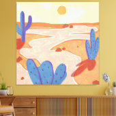 De weg door de geschilderde woestijn canvas afdruk (Insitu (Woonkamer))