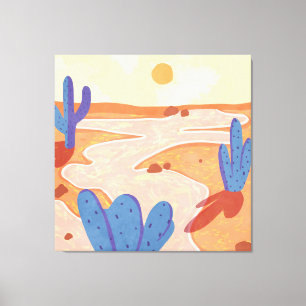 De weg door de geschilderde woestijn canvas afdruk