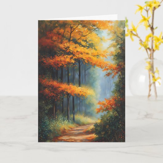 De weg door het herfstbos kaart (Gele Bloem)