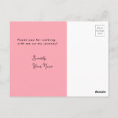 De weg is lang roze, bedankt briefkaart (Achterkant)