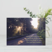 De weg minder onderweg, betere dagen wachten bedankkaart (Staand voorkant)