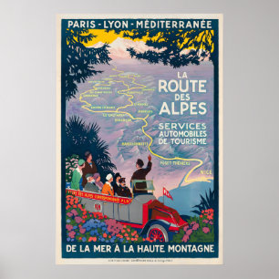 De weg naar de Alpen Auto Toerisme Diensten Van de Poster
