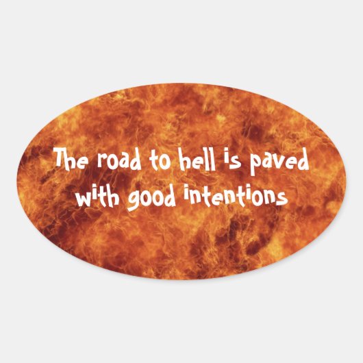 De weg naar de hel Oval Stickers (Voorkant)