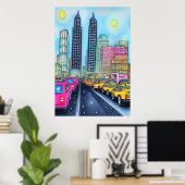 De weg naar de hoofdstad | AI Art Poster (Thuiskantoor)