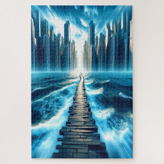 De weg naar de stad legpuzzel (Verticaal)