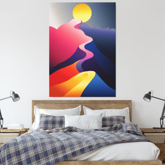 De weg naar de zon - de Abstracte berg Canvas Afdruk (Insitu (Slaapkamer))