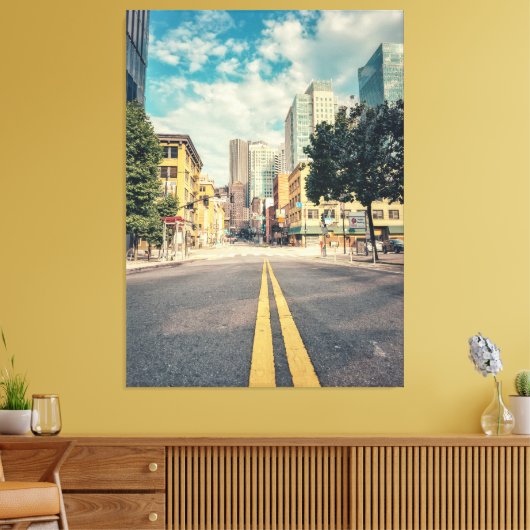 De weg naar Downtown Canvas Afdruk (Insitu (Woonkamer))