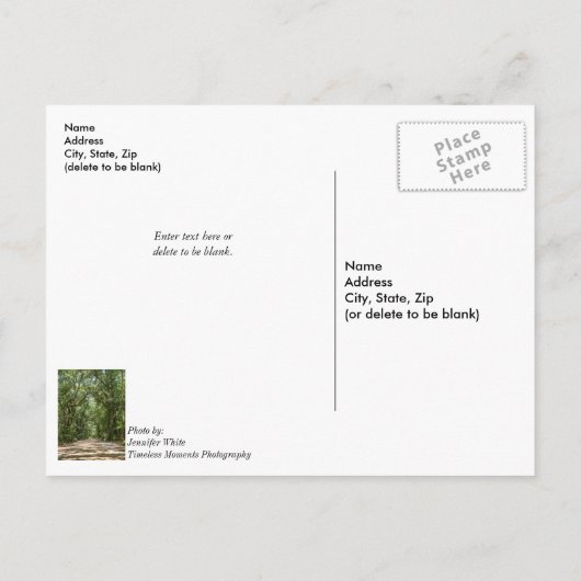 De weg naar eneneneneiken denken aan je Briefkaart (Achterkant)