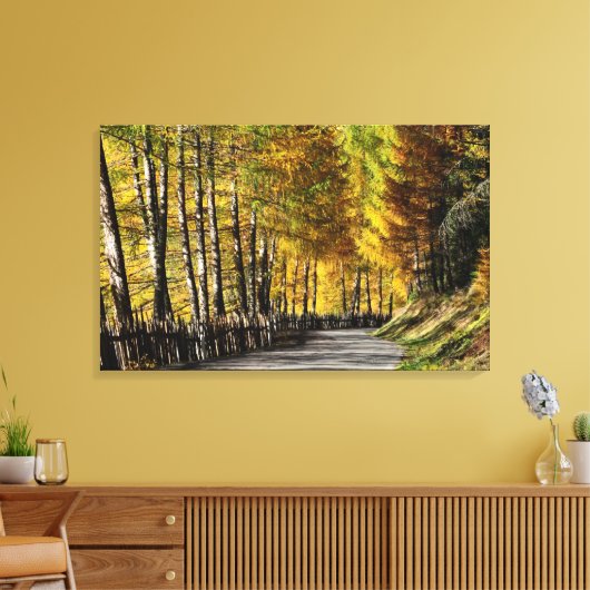 De weg naar herfst canvas print (Insitu (Woonkamer))