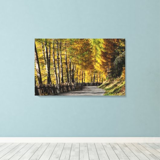De weg naar herfst canvas print (Insitu (Houten vloer))