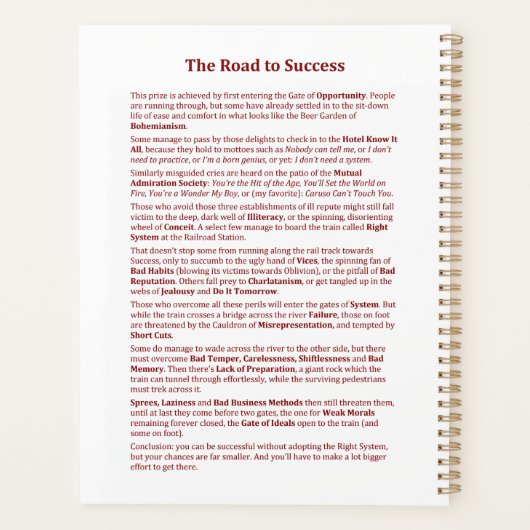 De weg naar succes planner (Achterkant)