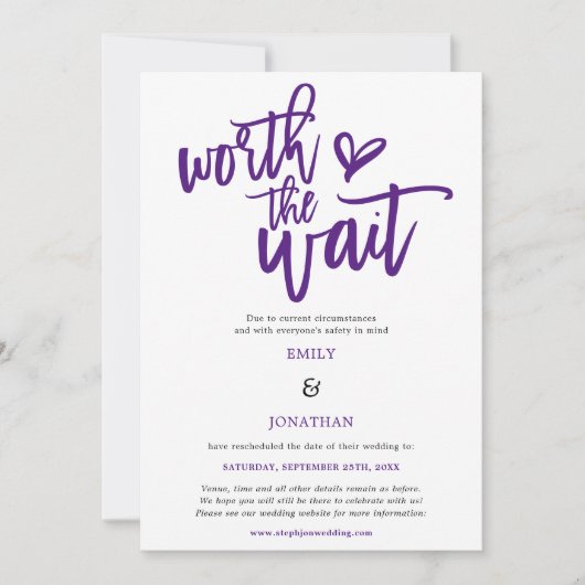 De Weg van het huwelijk het Paarse Manuscript van  Save The Date (Voorkant)