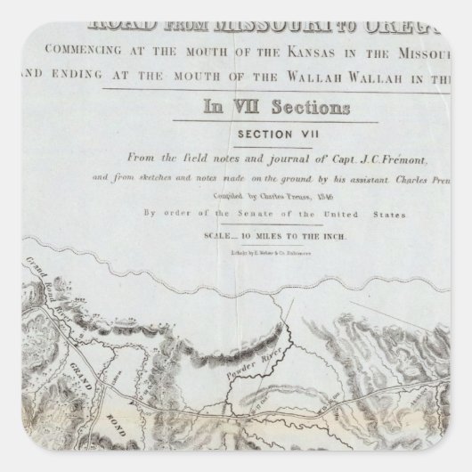 De weg van Missouri naar Oregon Vierkante Sticker (Voorkant)