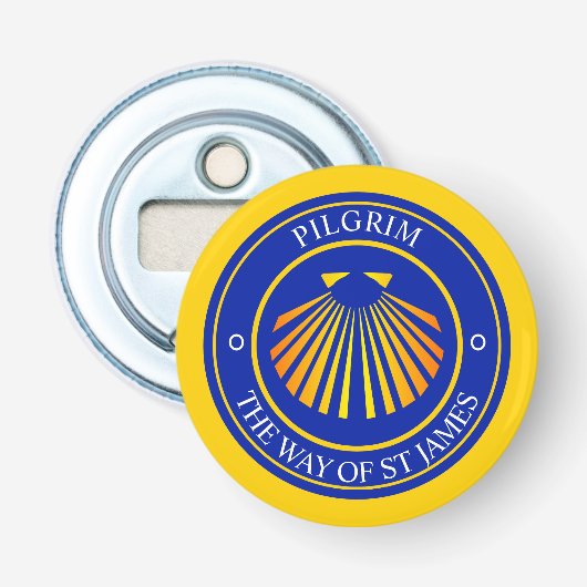 De weg van St Jacob pelgrims Button Flesopener (Voorkant)