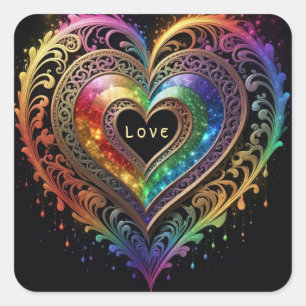 De weg verlichten met liefde. AI Fantasy digitale Vierkante Sticker