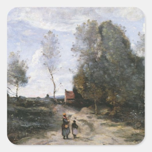 De weg vierkante sticker (Voorkant)