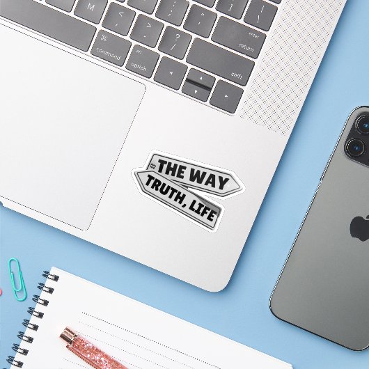 De Weg, Waarheid, Leven – Johannes 14:6 Sticker (Laptop met iPhone)