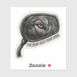 De Weg Ziet Je Ziel Wolf Achteruitkijkspiegel Sticker