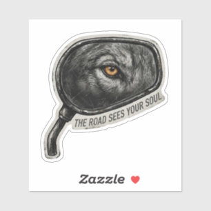 De Weg Ziet Je Ziel Wolf Achteruitkijkspiegel Sticker