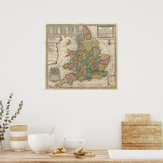 De wegen van Engeland en Wales Poster (Keuken)