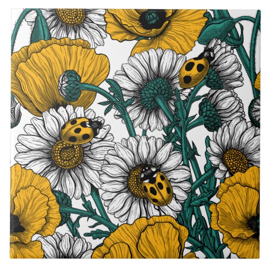 De weide in geel tegeltje (Voorkant)