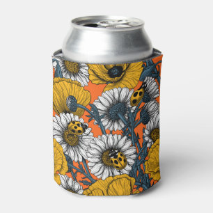 De weide is geel en blauw blikjeskoeler