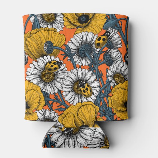 De weide is geel en blauw blikjeskoeler (Achterkant)