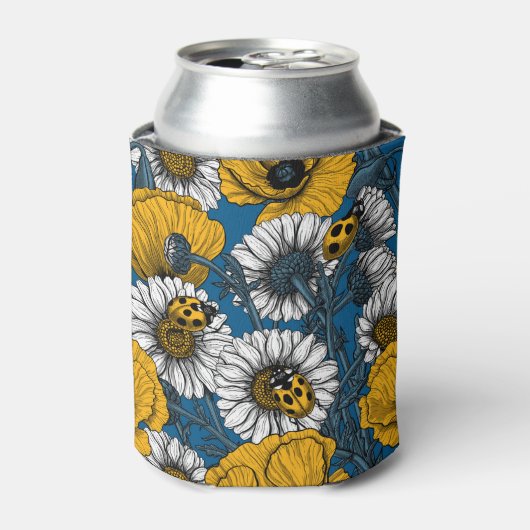 De weide is geel en blauw blikjeskoeler (Blikje Voorkant)