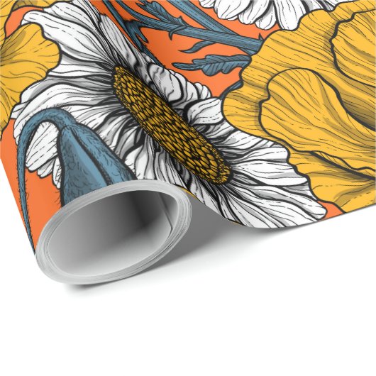 De weide is geel en blauw cadeaupapier (Rol Hoek)