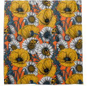 De weide is geel en blauw douchegordijn (Voorkant)