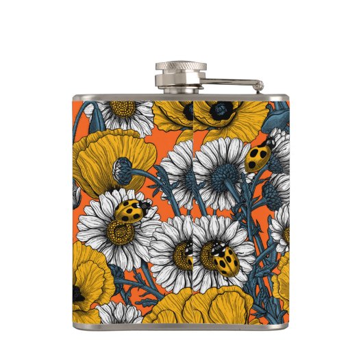 De weide is geel en blauw heupfles (Achterkant)