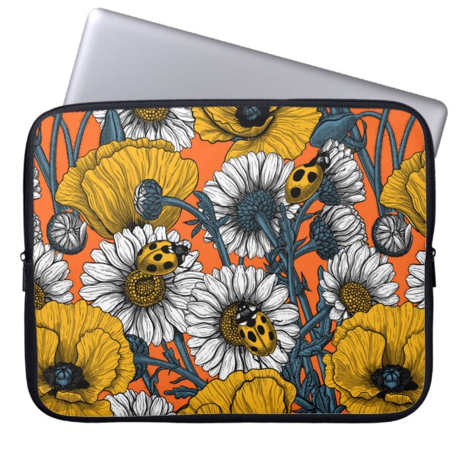 De weide is geel en blauw laptop sleeve (Voorkant)