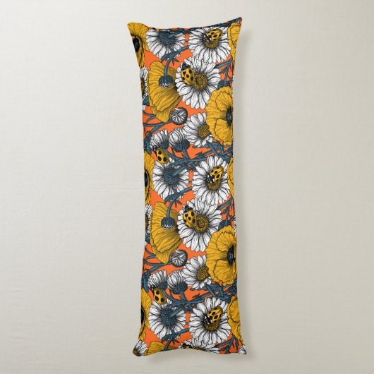 De weide is geel en blauw lichaamskussen (Achterkant (Verticaal))