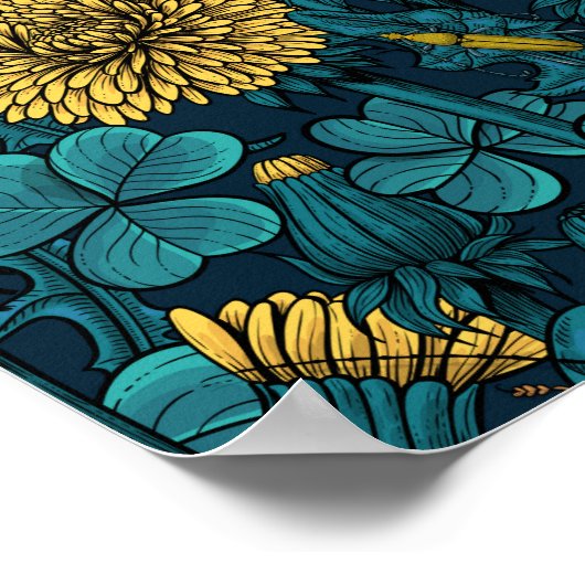 De weide is geel en blauw poster (Hoek)