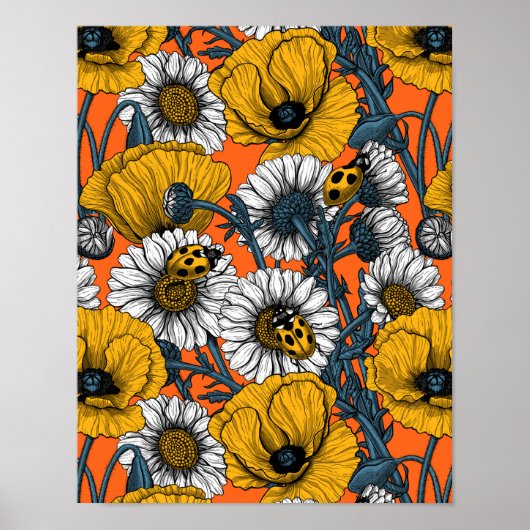 De weide is geel en blauw poster (Voorkant)