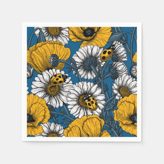De weide is geel en blauw servet (Voorkant)