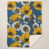 De weide is geel en blauw sherpa deken (Voorkant)
