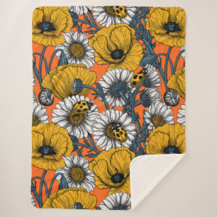 De weide is geel en blauw sherpa deken